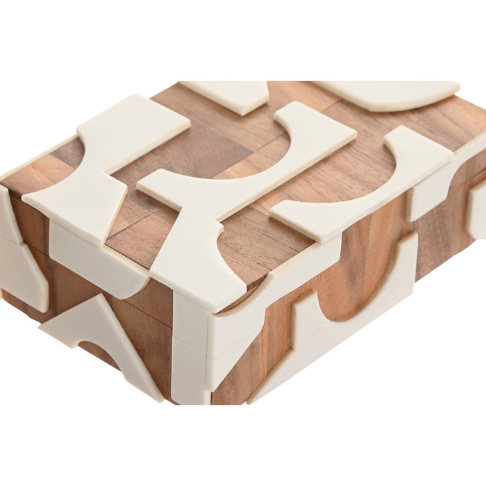 Jewelry box Home ESPRIT Black Natural Resin Acacia 18 x 13 x 7,5 cm (2 Pieces)