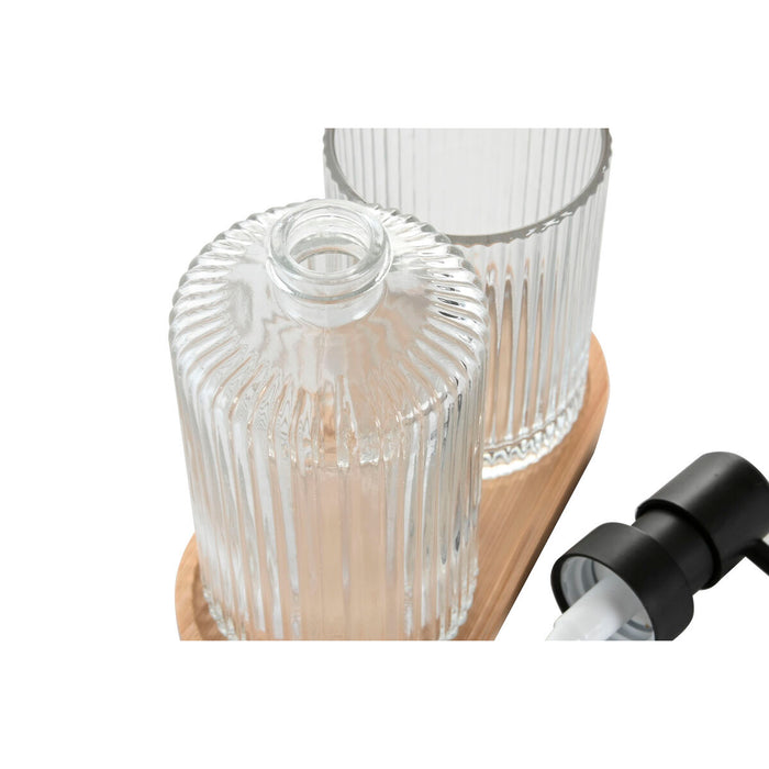 Bath Set Home ESPRIT Transparent Natural Bamboo Crystal Modern 3 Pieces