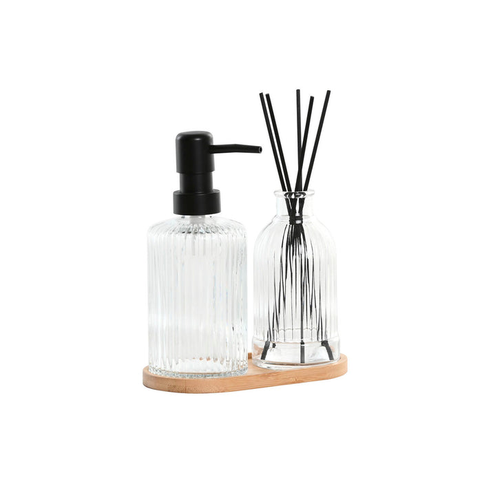 Bath Set Home ESPRIT Black Transparent Bamboo Crystal Modern 3 Pieces