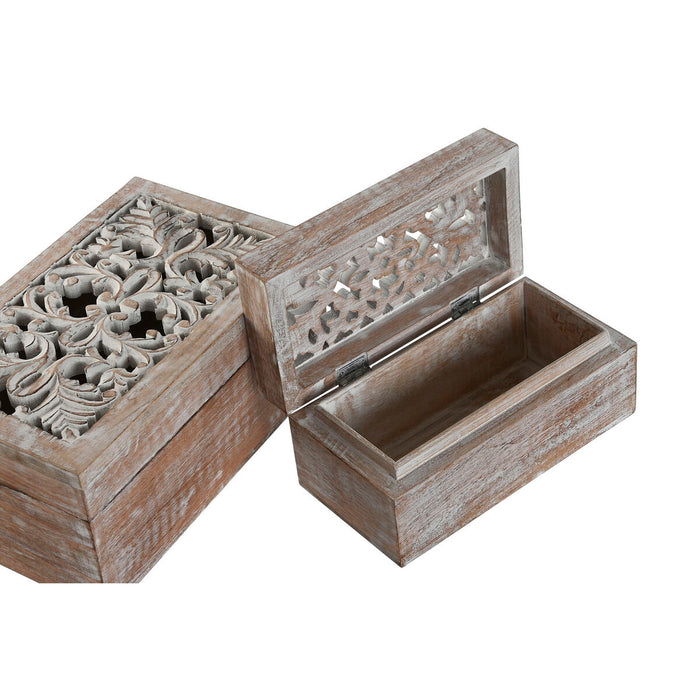 Jewelry box Home ESPRIT White Natural Mango wood (2 Pieces)