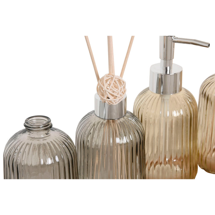 Bath Set Home ESPRIT Grey Orange Amber Bamboo Crystal 3 Pieces