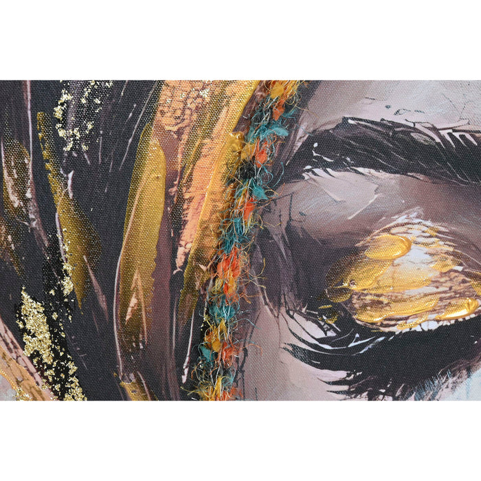 Canvas Home ESPRIT Brown Golden Colonial African Woman 90 x 3 x 120 cm (2 Units)