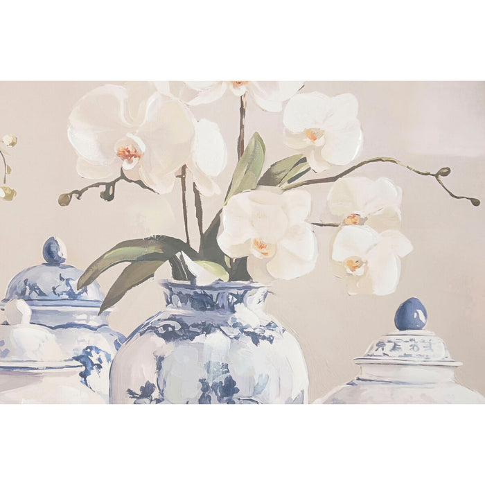 Canvas Home ESPRIT Blue White Oriental Vase 122,5 X 4,5 X 82,5 CM (2 Units)