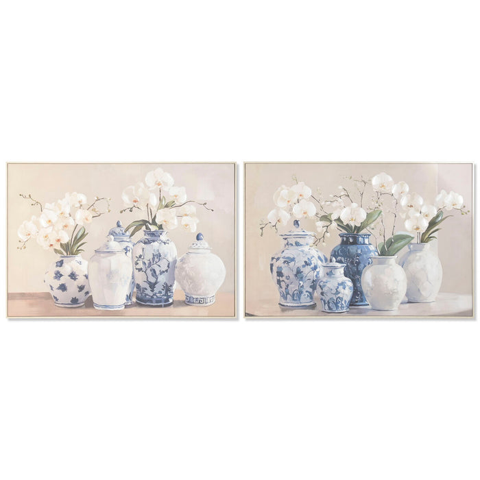 Canvas Home ESPRIT Blue White Oriental Vase 122,5 X 4,5 X 82,5 CM (2 Units)