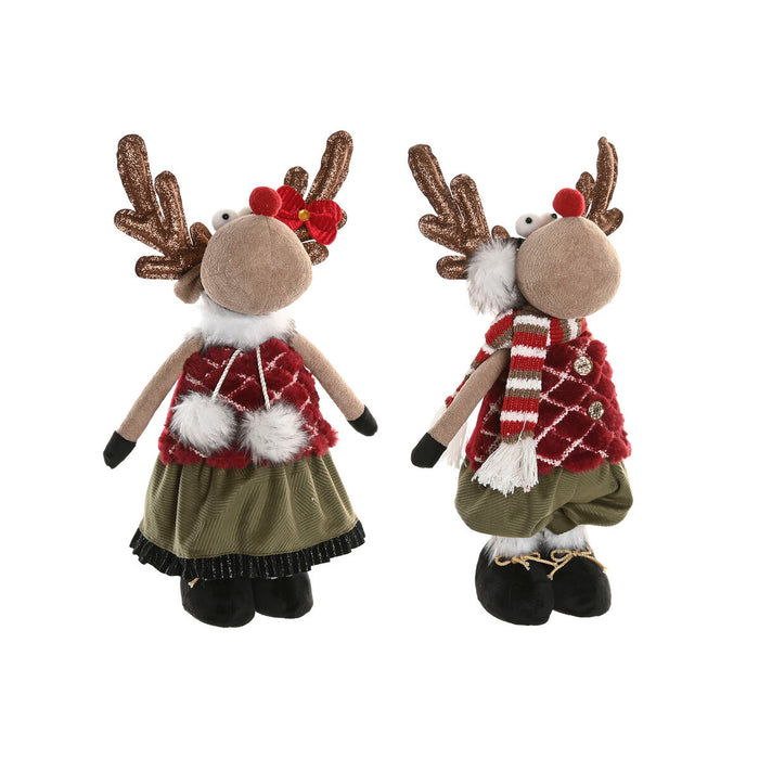 Christmas bauble Home ESPRIT Brown Red Green Reindeer 23 x 16 x 41 cm (2 Units)