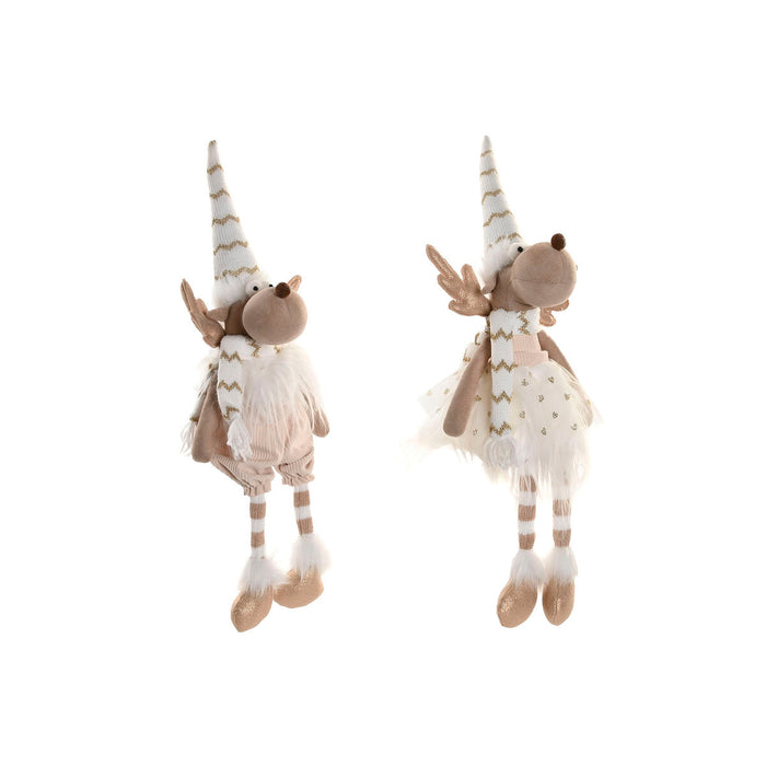 Christmas bauble Home ESPRIT White Reindeer 14 X 13 X 55 CM (2 Units)