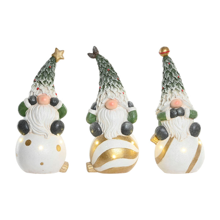Christmas bauble Home ESPRIT White Green Golden Gnome 23 X 21,5 X 55 CM (3 Units)