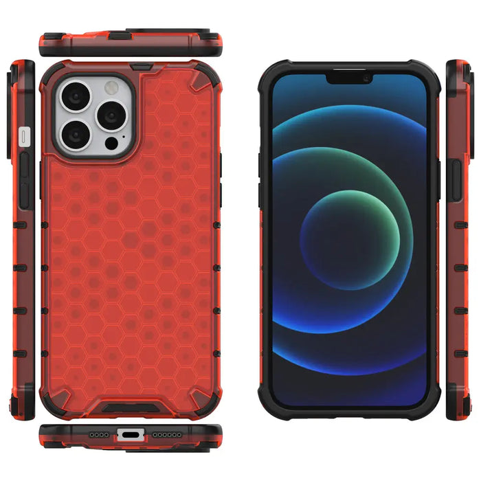 Honeycomb Case armor cover with TPU Bumper for iPhone 13 Pro Max red - Cell phone cases and covers<<<HurtelXML