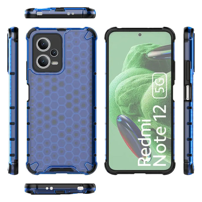 Honeycomb case for Xiaomi Redmi Note 12 5G / Poco X5 5G armored hybrid case blue - Cell phone cases
