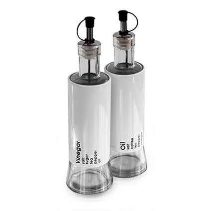 OIL AND VINEGAR BOTTLES 320ML PACK OF 2 WHITE HORECANO