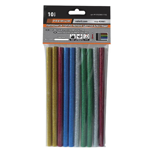 HOT GLUING CARTRIDGES 10 PCS GLOSSY F 11 X 200 MM PREMIUM - Патрони топло лепене<<<Консумативи за