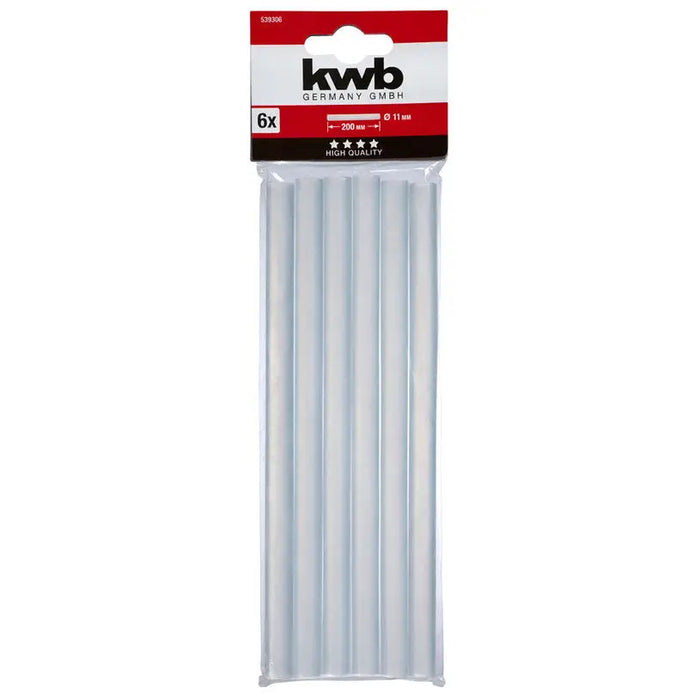 HOT GLUING CARTRIDGES 6 PCS TRANSPARENT F 11 X 200 MM KWB - Патрони топло лепене<<<Консумативи за