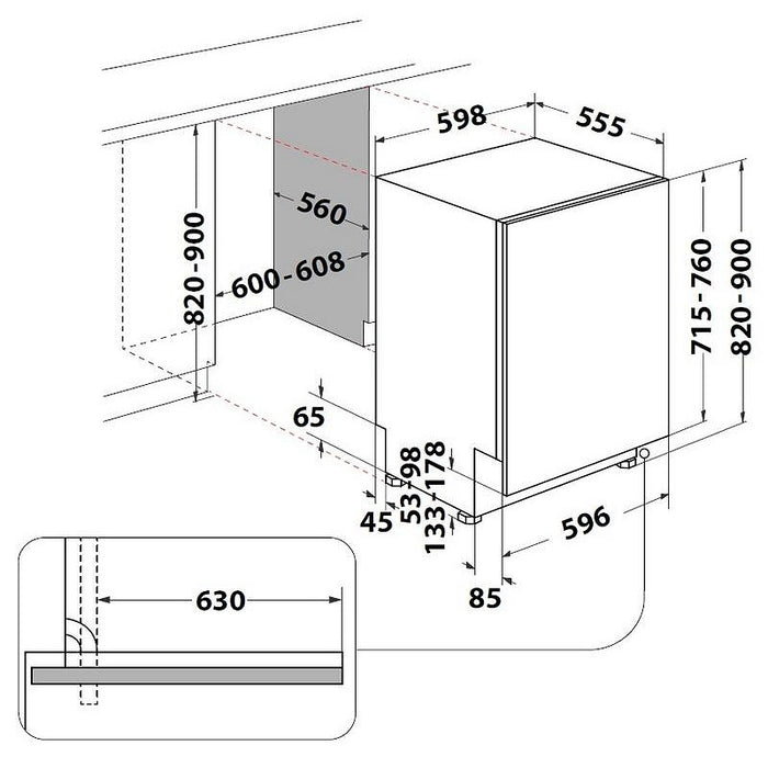 Built-in dishwasher Hotpoint-Ariston H8I HP42 L*** , 14 sets, C , 600 W, mm