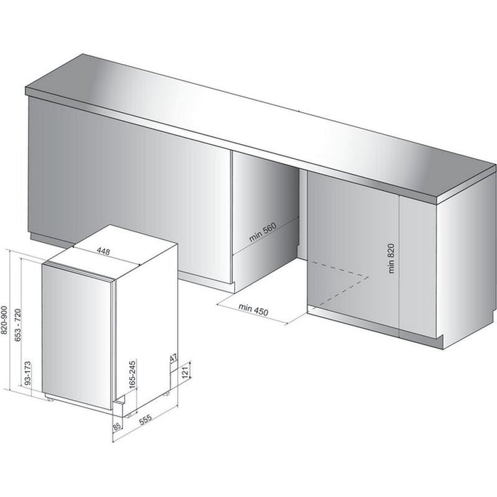 Built-in dishwasher Hotpoint-Ariston HSIO 3O23 WFE, 10 sets, E, 450 W, mm