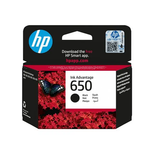 HP 650 original Ink cartridge CZ101AE BHK black standard capacity 360 pages 1-pack - Мастила и Мастилени