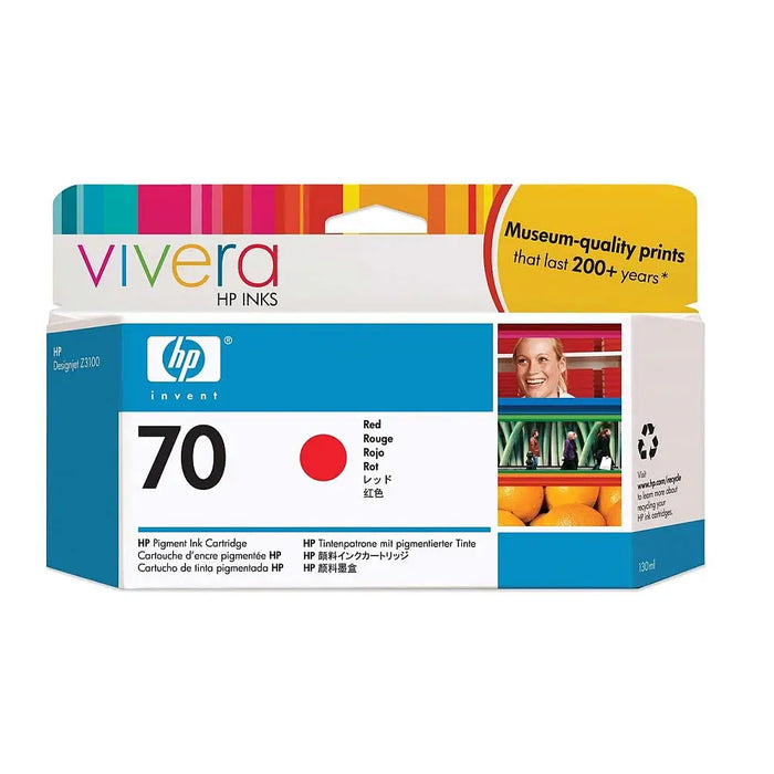 HP 70 original Ink cartridge C9456A red standard capacity 130ml 1-pack with Vivera Ink cartridge - LFP мастила и LFP