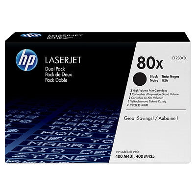 HP 80X Black Dual Pack LaserJet Toner Cartridges