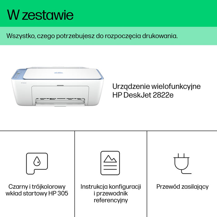 HP DeskJet 2822e All-in-One A4 Color Wi-Fi USB 2.0 Print Copy Scan Inkjet 5.5/7.5ppm Instant Ink Ready