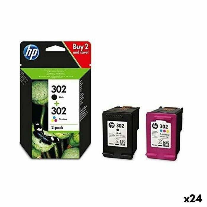 Original Ink Cartridge HP Officejet 3830 - Nº 302 (F6U66AE + F6U65AE) Yellow (24 Units)