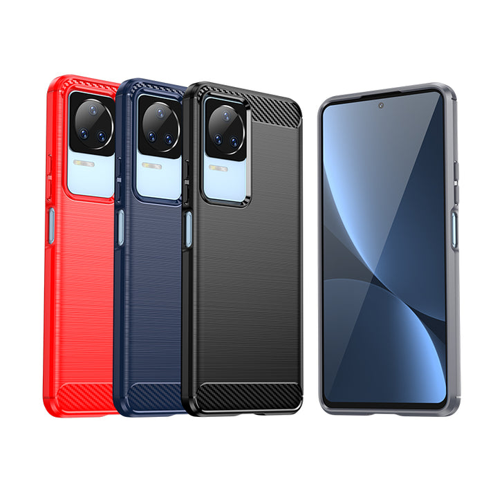 Carbon Case for Xiaomi Poco F4 5G flexible silicone carbon cover black
