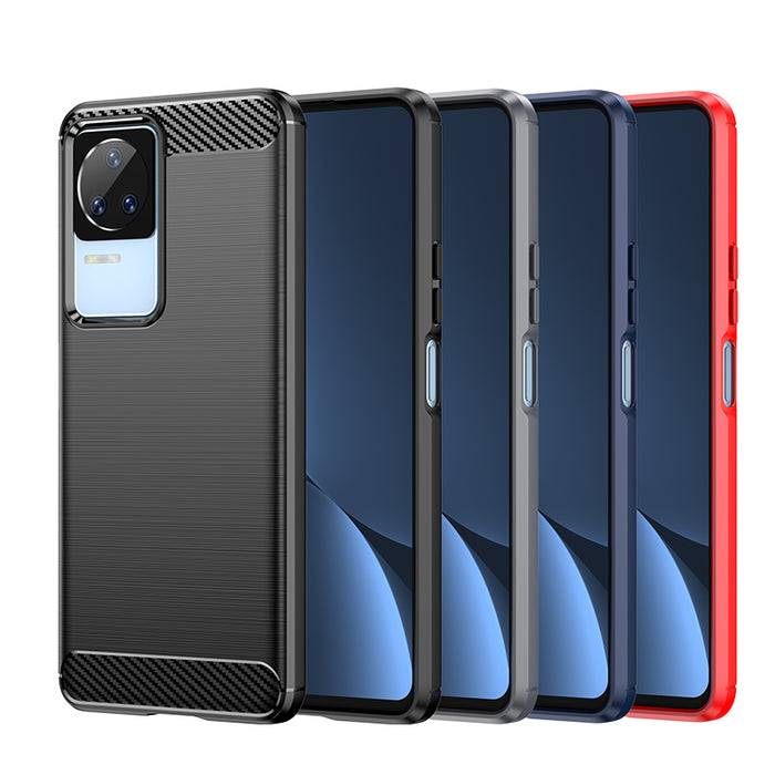 Carbon Case for Xiaomi Poco F4 5G flexible silicone carbon cover black
