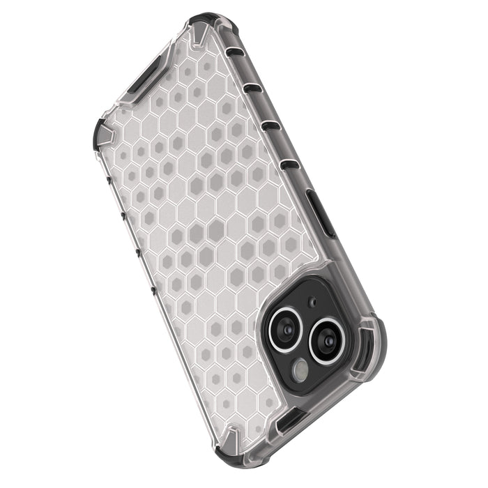 Honeycomb case for iPhone 14 Plus armored hybrid cover transparent