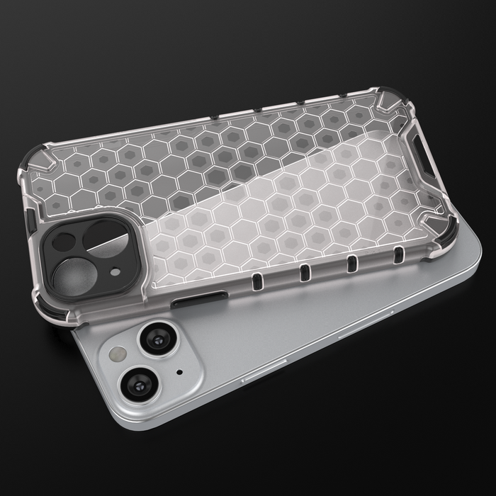 Honeycomb case for iPhone 14 Plus armored hybrid cover transparent