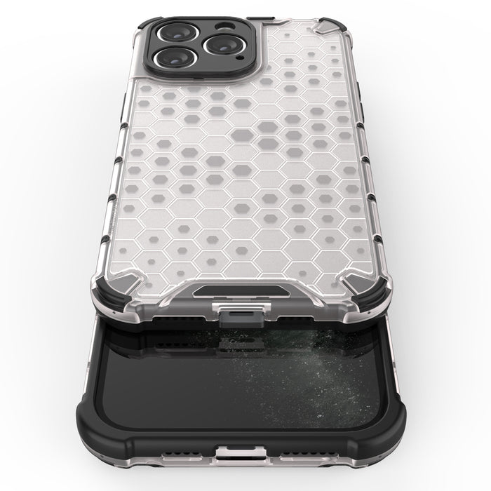 Honeycomb case for iPhone 14 Pro armored hybrid cover transparent