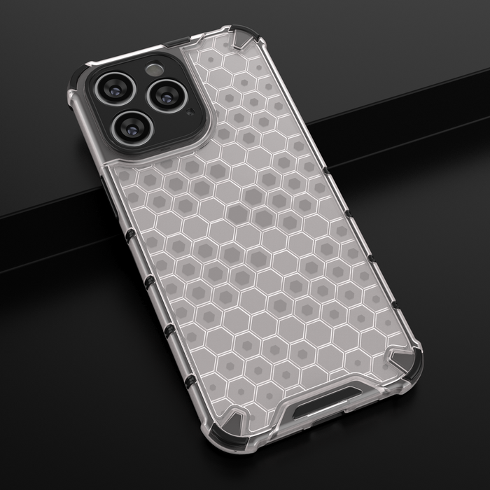 Honeycomb case for iPhone 14 Pro armored hybrid cover transparent