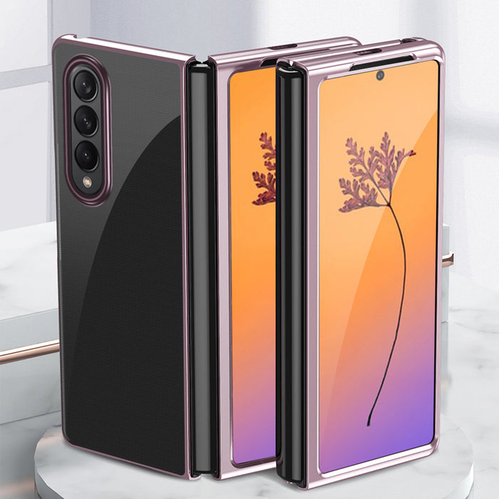 Plating Case case for Samsung Galaxy Z Fold 4 cover with a metallic frame blue