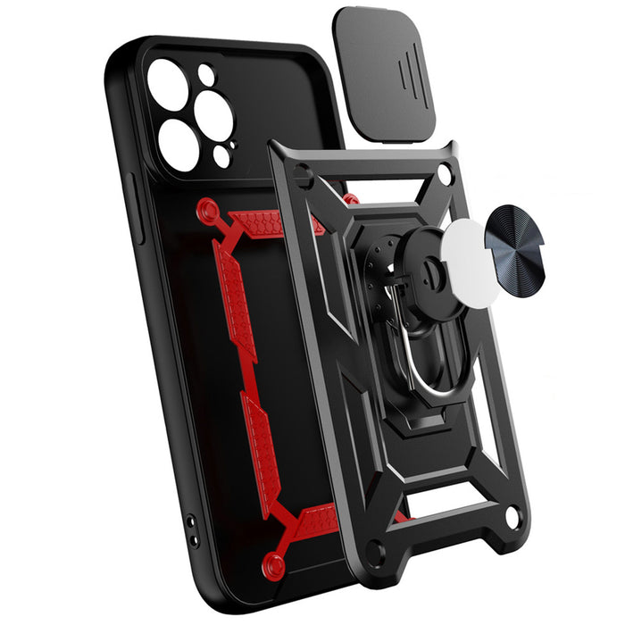 Hybrid Armor Camshield case for iPhone 13 Pro armored case with camera cover pink
