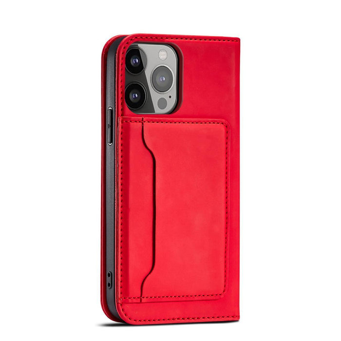 Magnet Card Case case for Samsung Galaxy S23+ flip cover wallet stand red