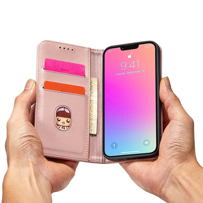 Magnet Card Case for Samsung Galaxy S23+ flip cover wallet stand pink