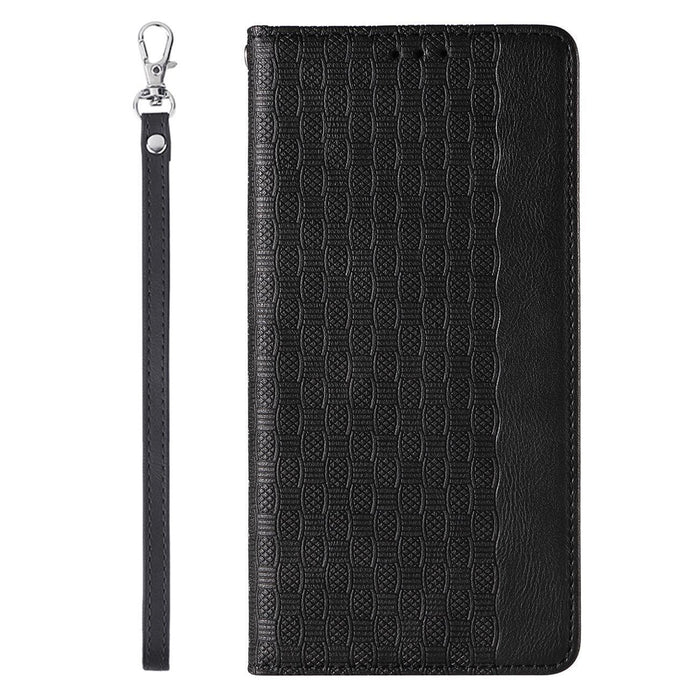 Magnet Strap Case for Samsung Galaxy S23 Flip Wallet Mini Lanyard Stand Black
