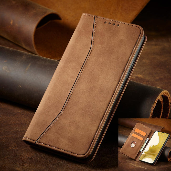 Magnet Fancy Case for Samsung Galaxy S23+ flip cover wallet stand brown