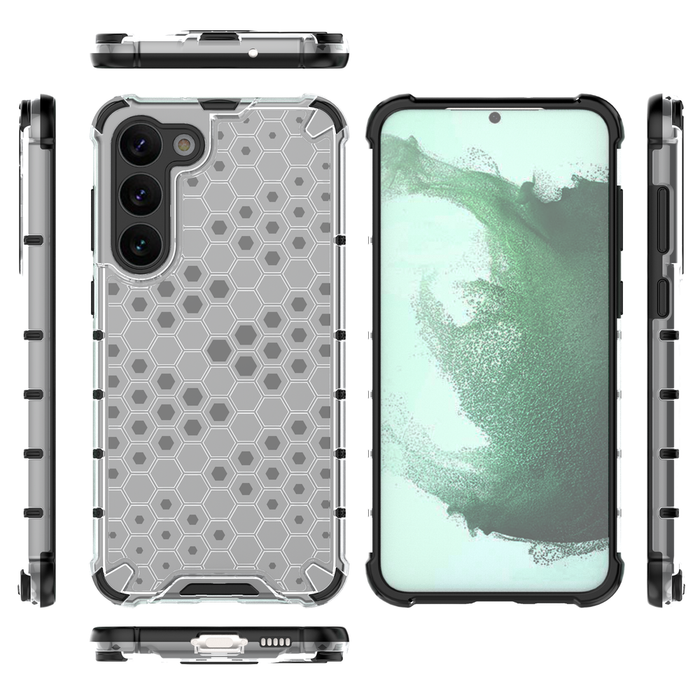 Honeycomb case for Samsung Galaxy S23+ armored hybrid cover transparent