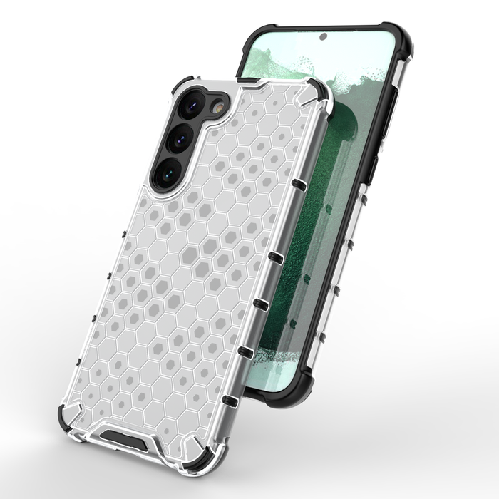 Honeycomb case for Samsung Galaxy S23+ armored hybrid cover transparent