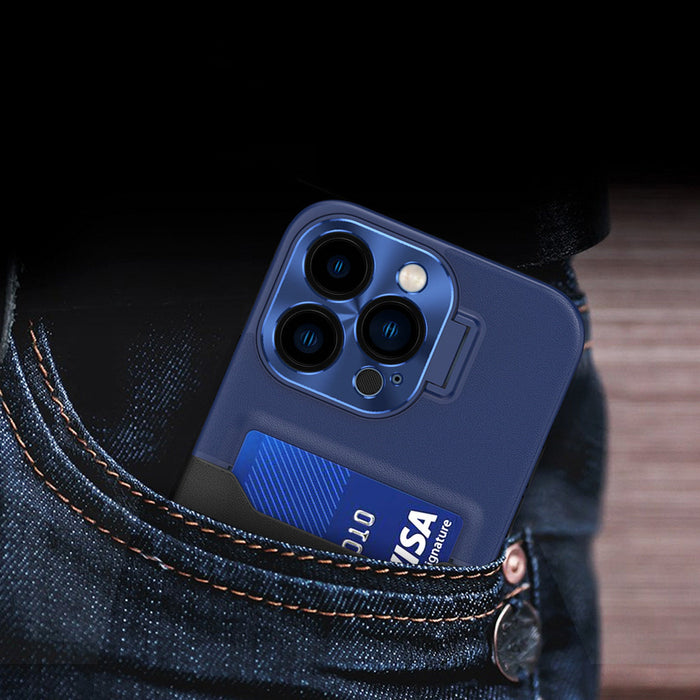 Leather Stand Case for Samsung Galaxy S23 cover card wallet with stand blue