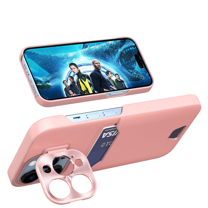 Leather Stand Case for iPhone 14 Pro Max Card Wallet Cover with Stand Pink