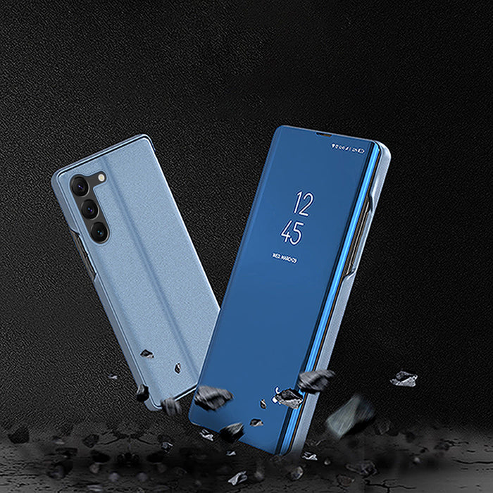 Clear View Case cover for Samsung Galaxy S23+ flip cover blue