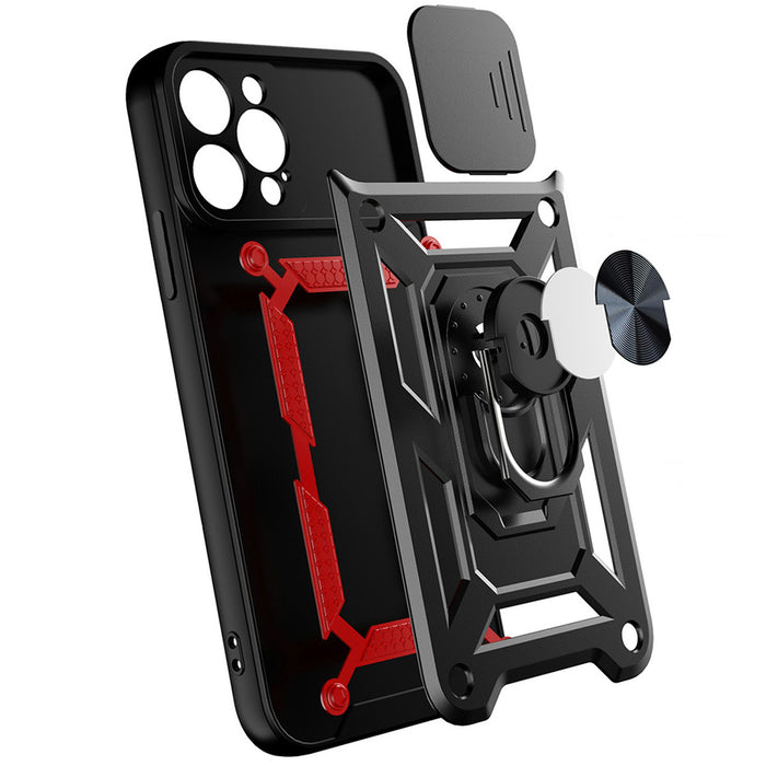 Hybrid Armor Camshield case for Vivo Y16 / Vivo Y02s armored case with camera cover black