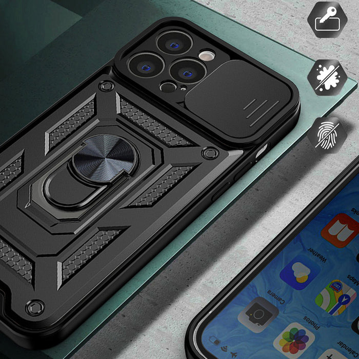 Hybrid Armor Camshield case for Realme 10 Pro+ armored cover with camera cover black