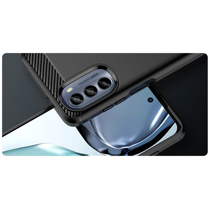 Carbon Case for Motorola Moto G62 5G flexible silicone carbon cover black