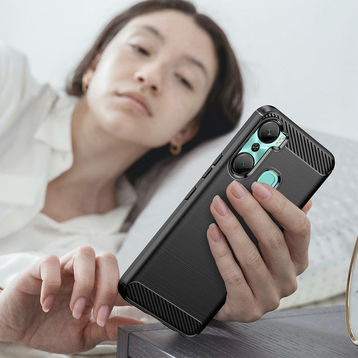 Carbon Case case for Infinix Hot 12 Pro flexible silicone carbon cover black