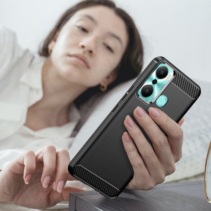 Carbon Case case for Infinix Hot 20 Play flexible silicone carbon cover black