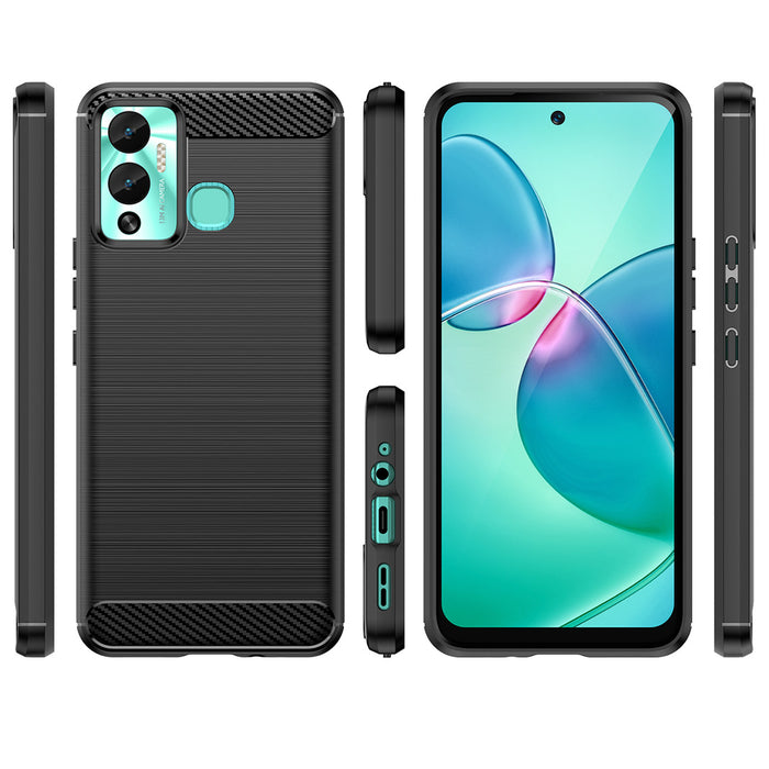 Carbon Case case for Infinix Hot 12 Play NFC / Hot 12 Play flexible silicone carbon cover black
