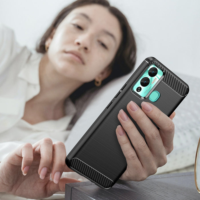 Carbon Case case for Infinix Hot 12 Play NFC / Hot 12 Play flexible silicone carbon cover black