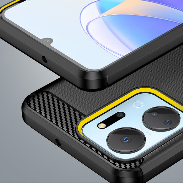 Carbon Case case for Honor Play 40 Plus / Honor X7a flexible silicone carbon cover black