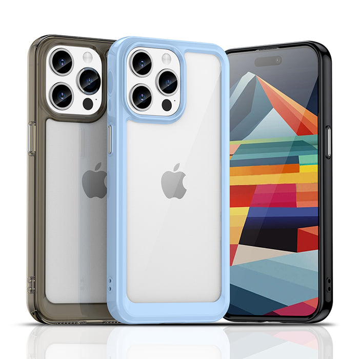 Reinforced case with a flexible frame for iPhone 15 Pro Outer Space - red