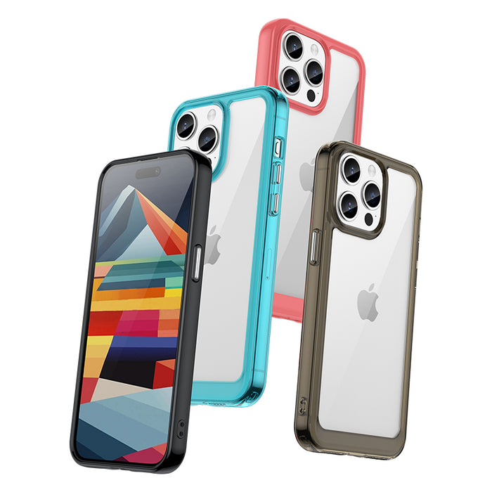 Reinforced case with a flexible frame for iPhone 15 Pro Outer Space - red